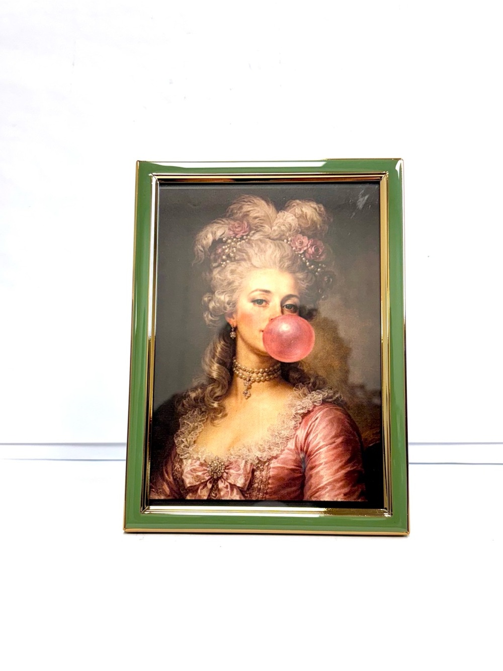 Brooks Brothers Classic Style 5 x 7 Green Gold Picture Frame Easel Back F571012